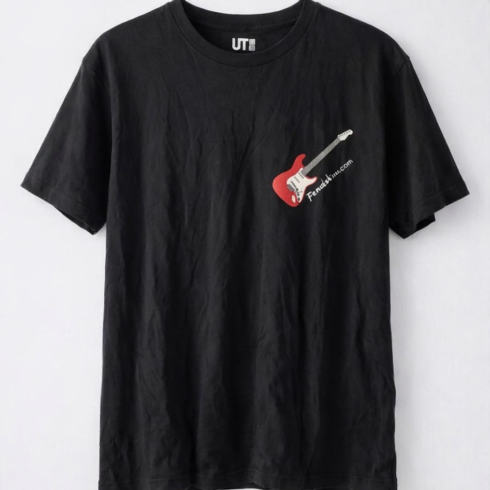 Black  Fender Guitar Graphic Tee - FenderxUn.com Logo